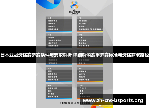 日本亚冠资格赛参赛条件与要求解析 详细解读赛事参赛标准与资格获取路径